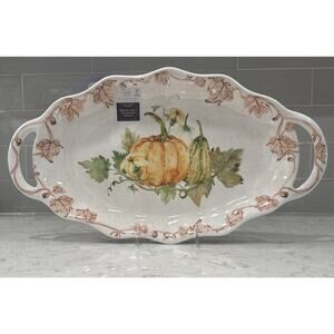 FALL PUMPKINS Large 20x11” Melamine Serving Tray Platter w/ Handles Farmhouse